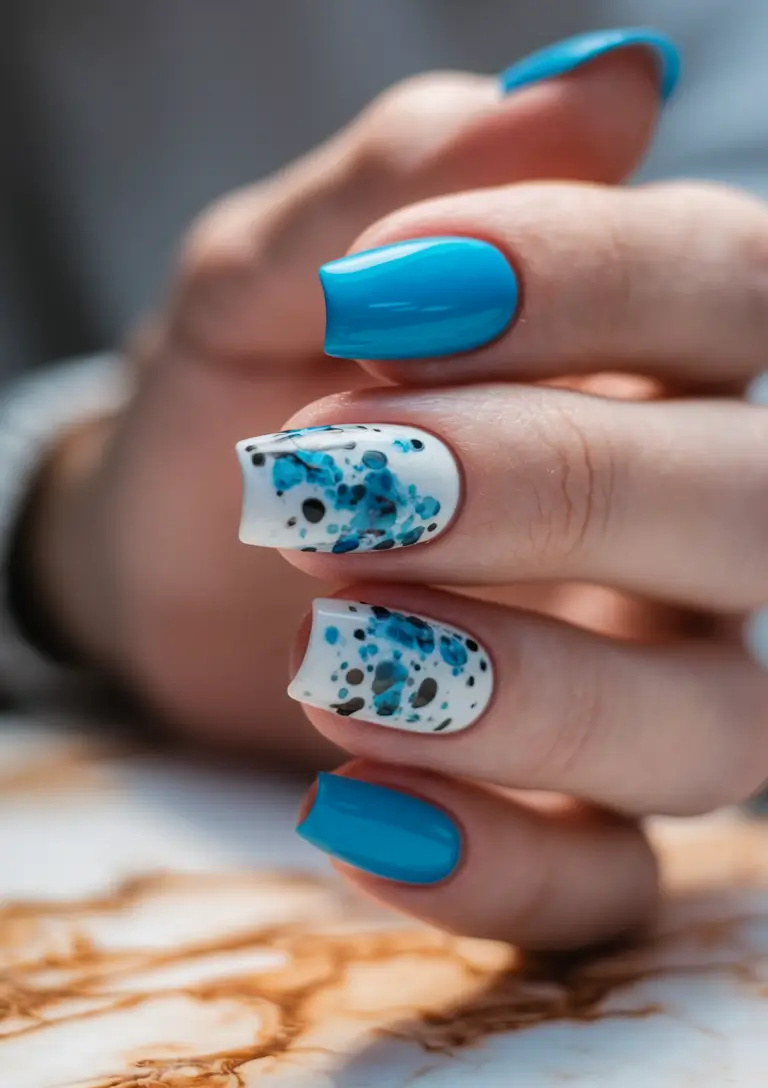 end of summer nails Ocean Splash Meets Minimalist Art