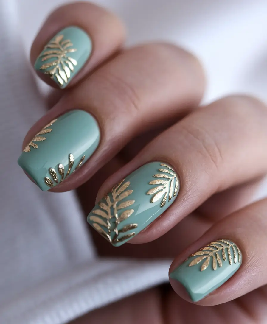 end of summer nails ideas 2025 Golden Tropical Vibes