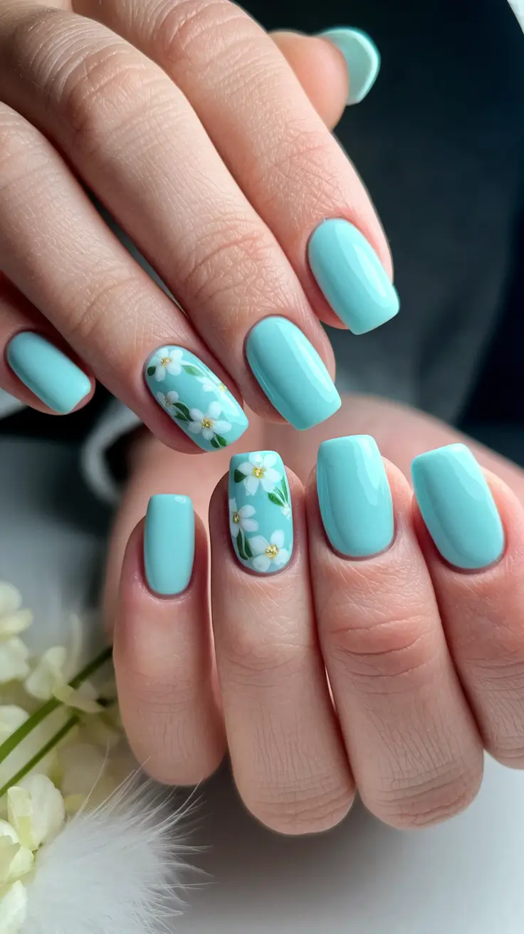 end of summer nails ideas 2025 Daisy Dreams in Blue