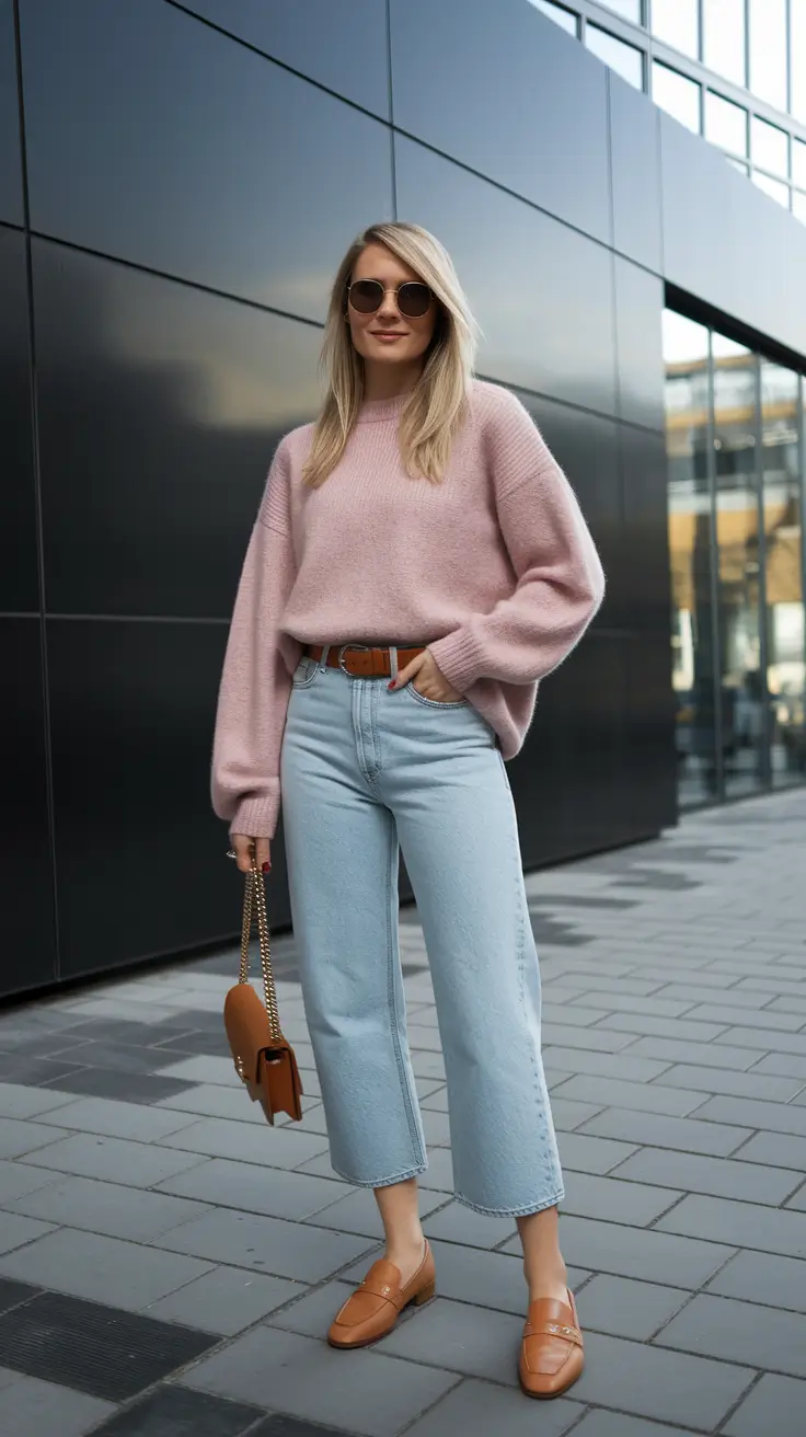 fall outfits for everyday Pretty in Dusty Pink Meets Denim Ease