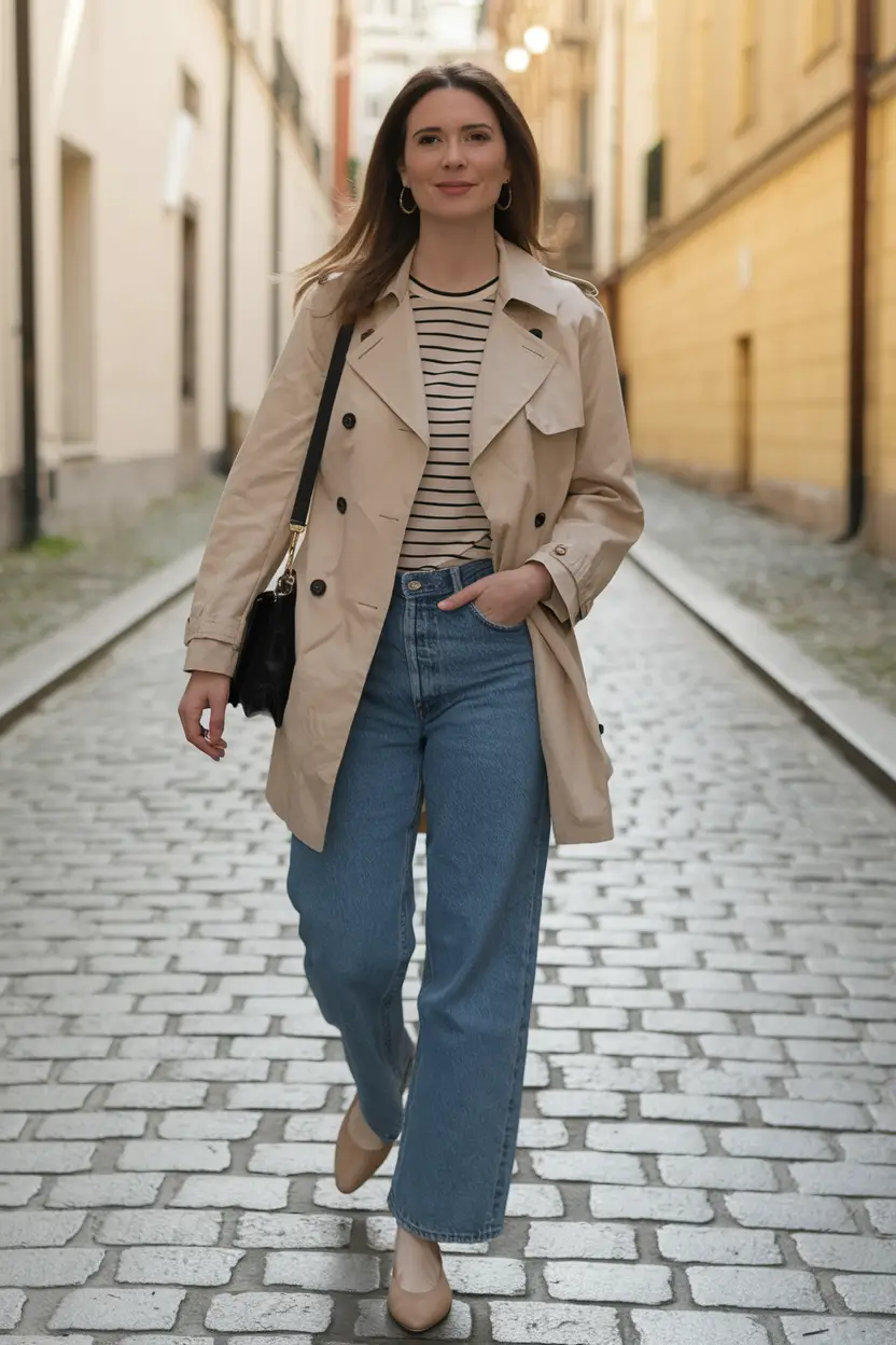 fall outfits for everyday The Timeless Trench with a Parisian Twist