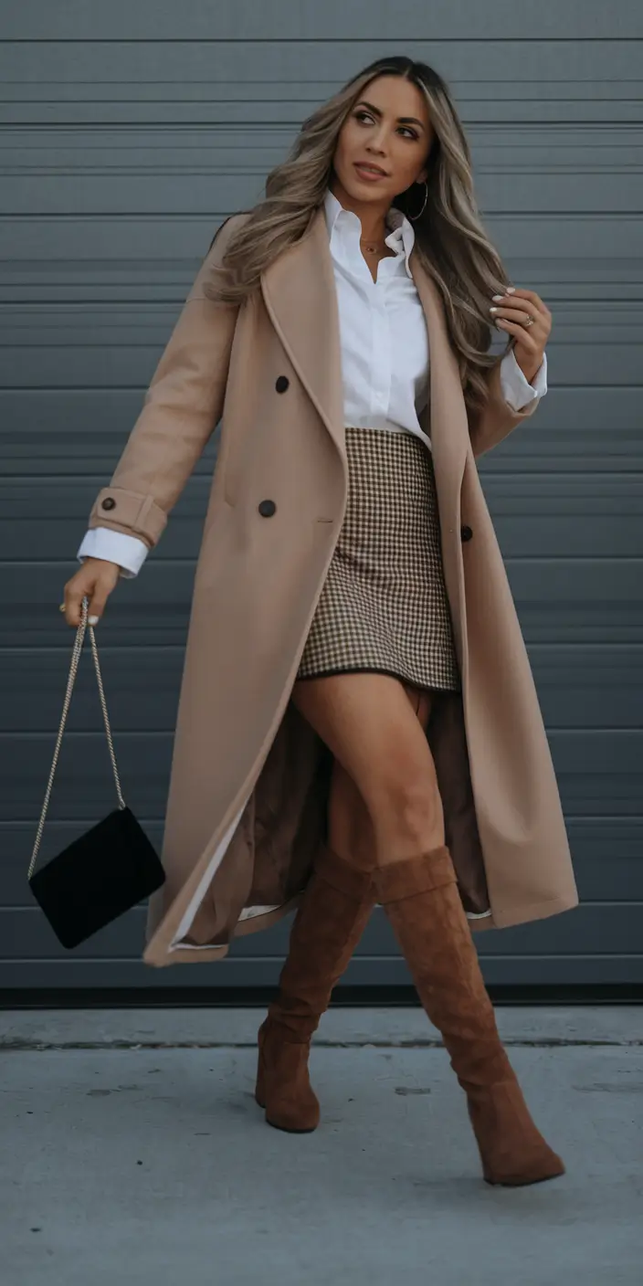 fall outfits with boots and skirt Refined Heritage Meets Mini Skirt Energy