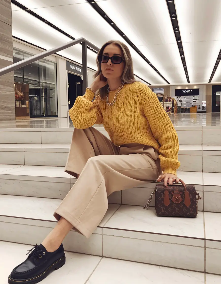 fall outfits with boots Mustard Knit & Chunky Neutrals