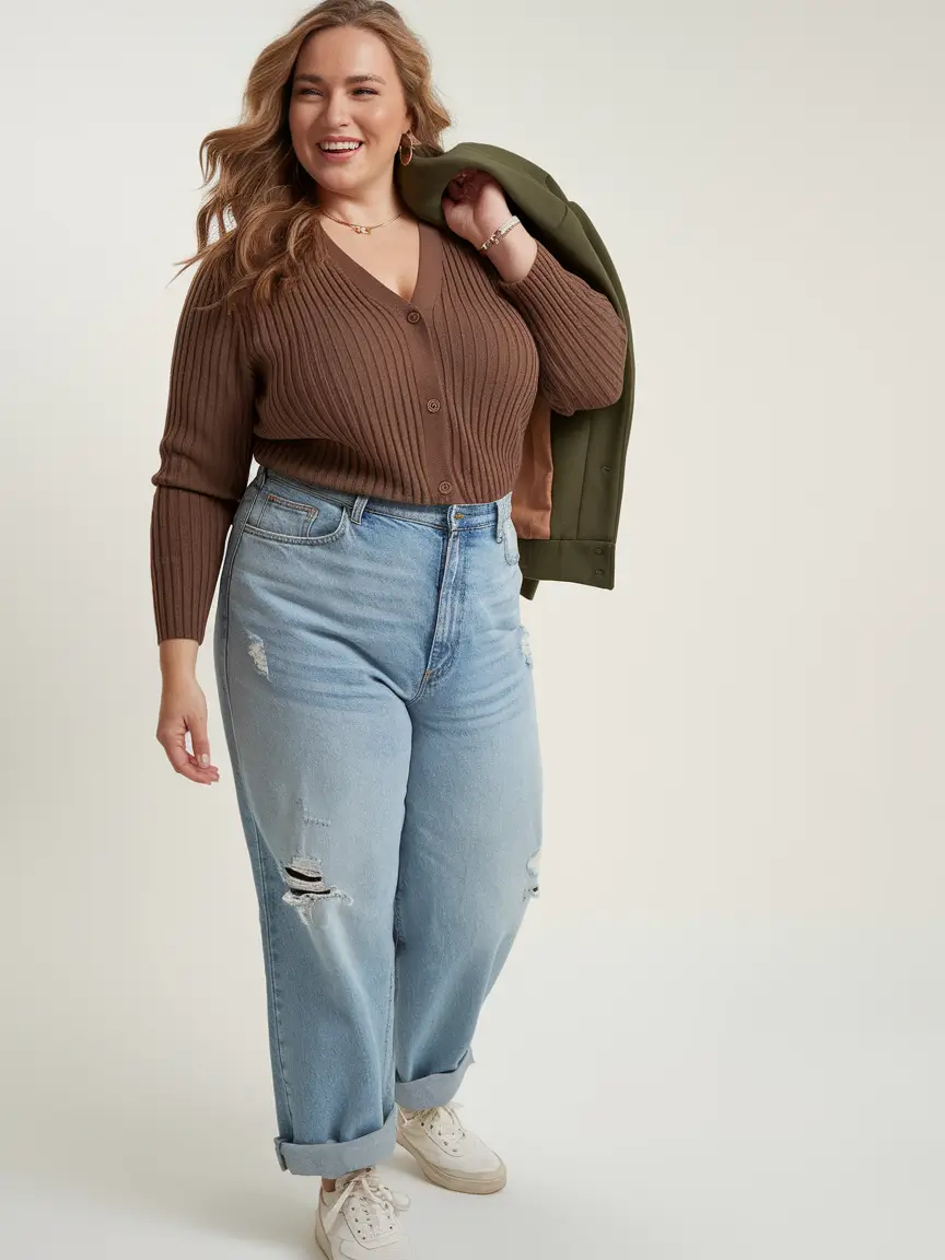 fall plus size fashion Chunky Knit Meets Riviera Denim