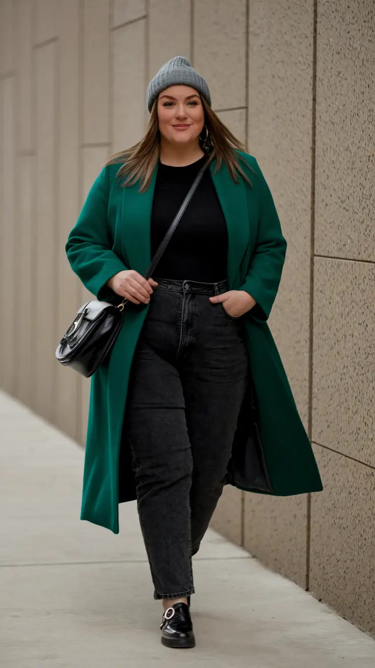 fall plus size fashion Coffee-Shop Cool in Knit and Denim
