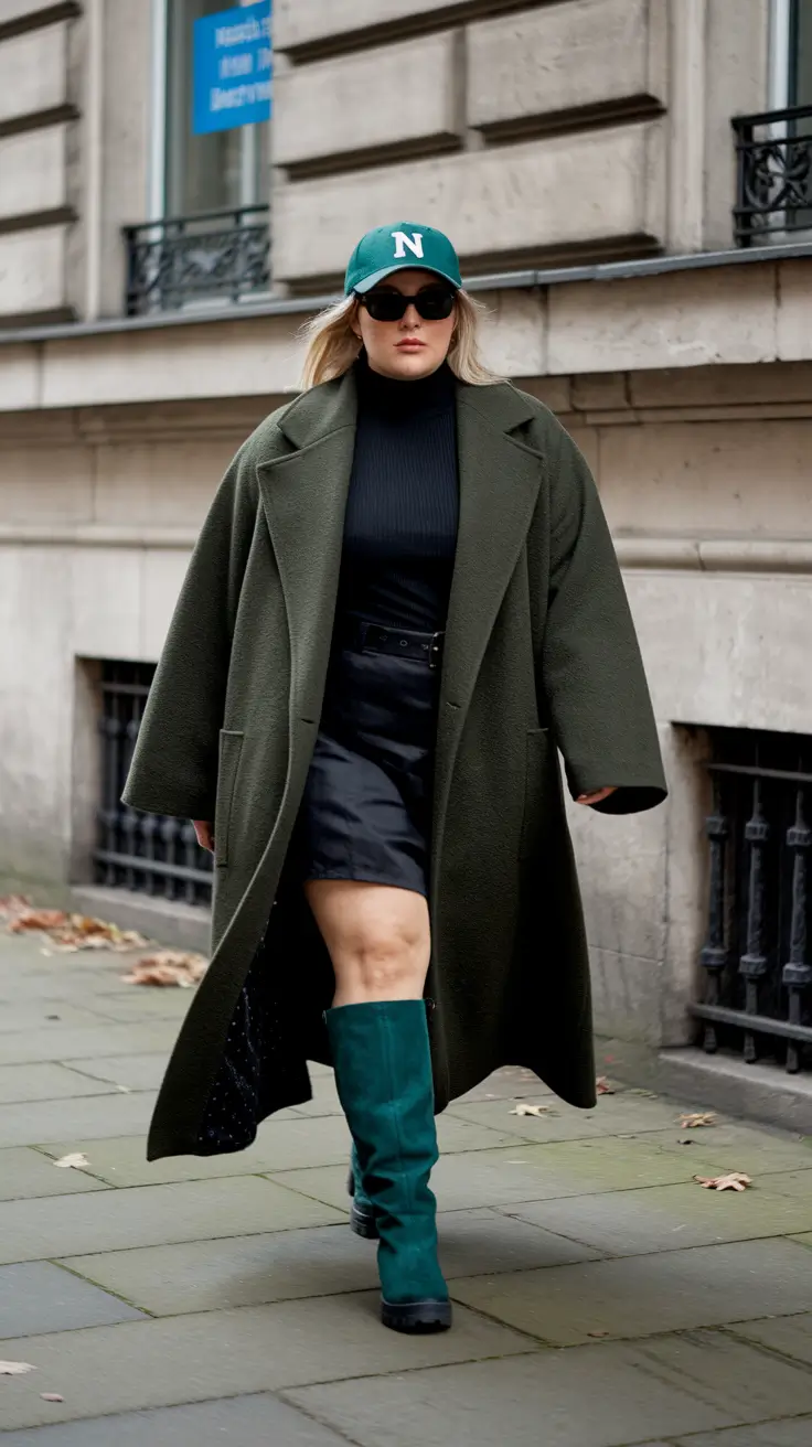 fall plus size fashion Emerald Layered in City Chill