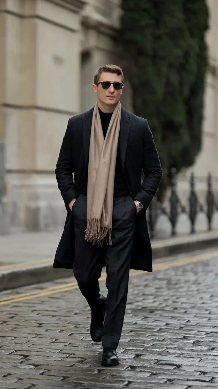 fall business casual outfits for men 2025 Timeless Black with a Cashmere Accent