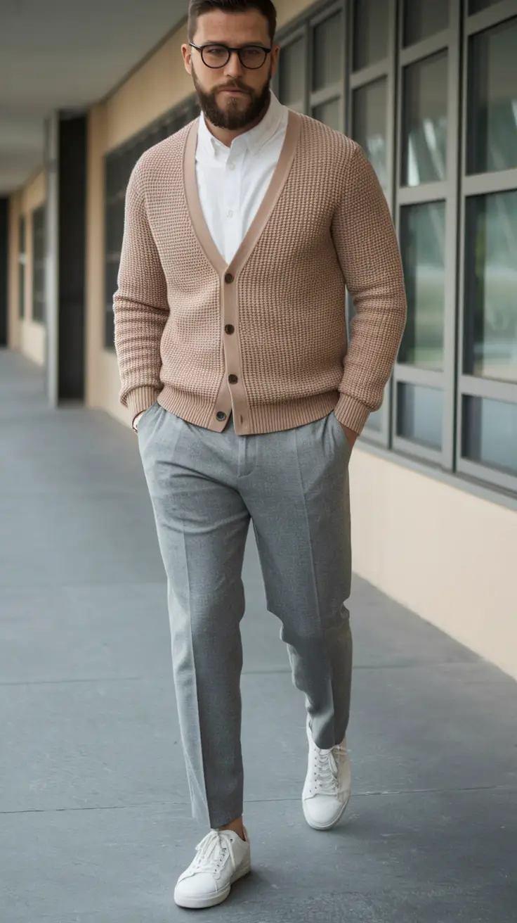 fall business casual outfits men Cardigan Cool Meets Modern Professional