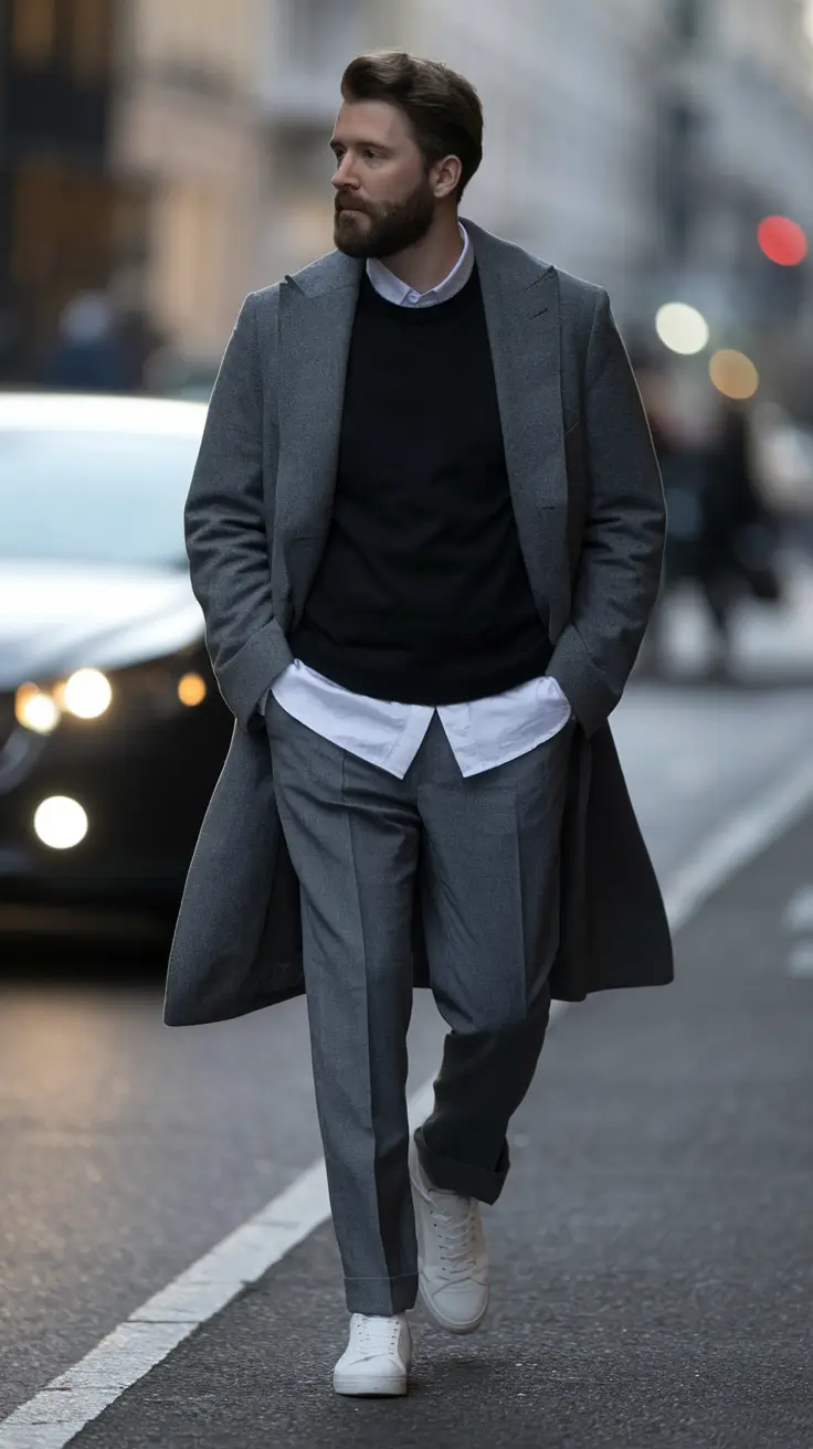 fall business casual outfits men Grey Monochrome with a Contemporary Pulse