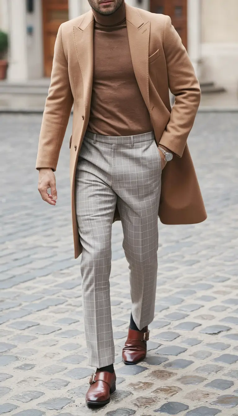 fall business casual outfits men Earth-Toned Precision with Soft Confidence