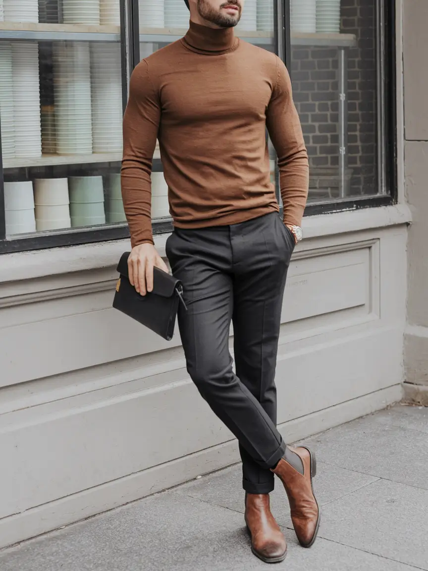 fall business casual outfits men Sharp in Cinnamon and Charcoal