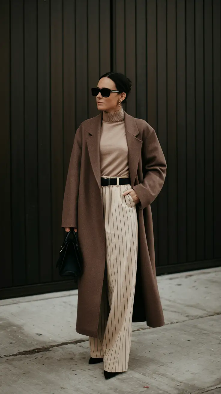 cute fall outfits for women over 40 Pinstripes Power and Cool Confidence