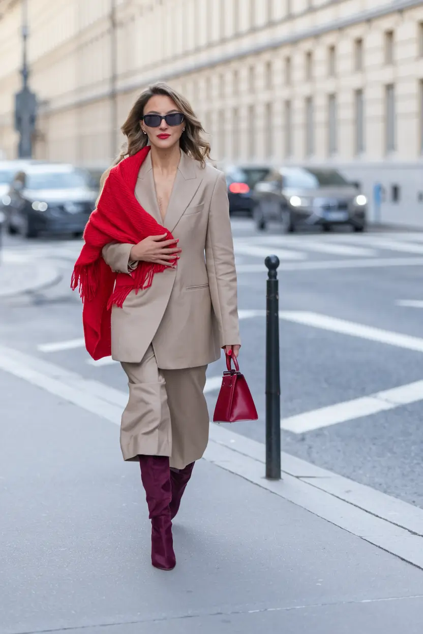 cute fall outfits for women going out Pop of Red Street Ready Sophistication
