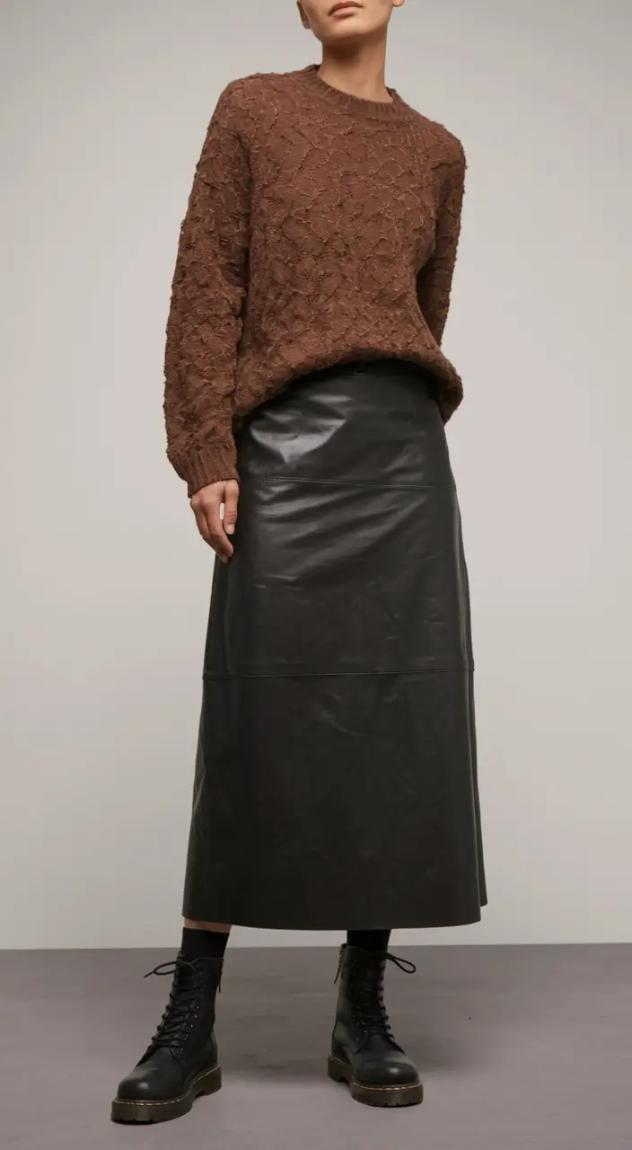 fall fashion outfits Textured Layers with Leather Edge