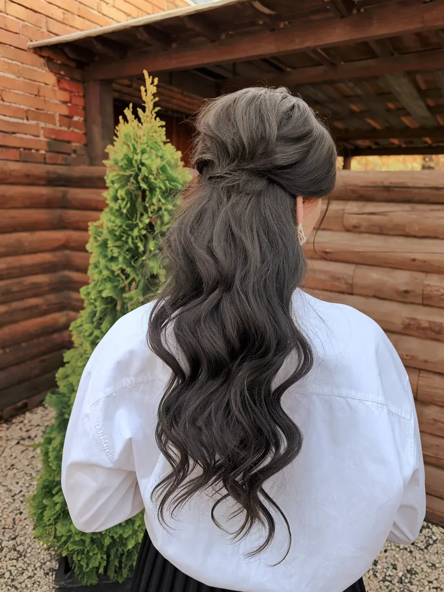 fall hairstyles for women over 40 Soft Retro Waves with Half-Pulled Volume