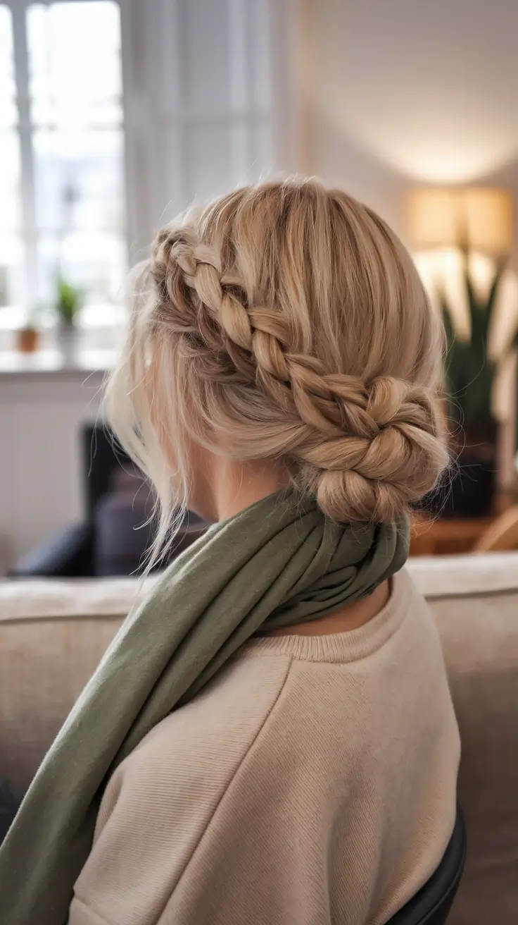 fall hairstyles for women Classic Side Crown with a Low Braided Bun