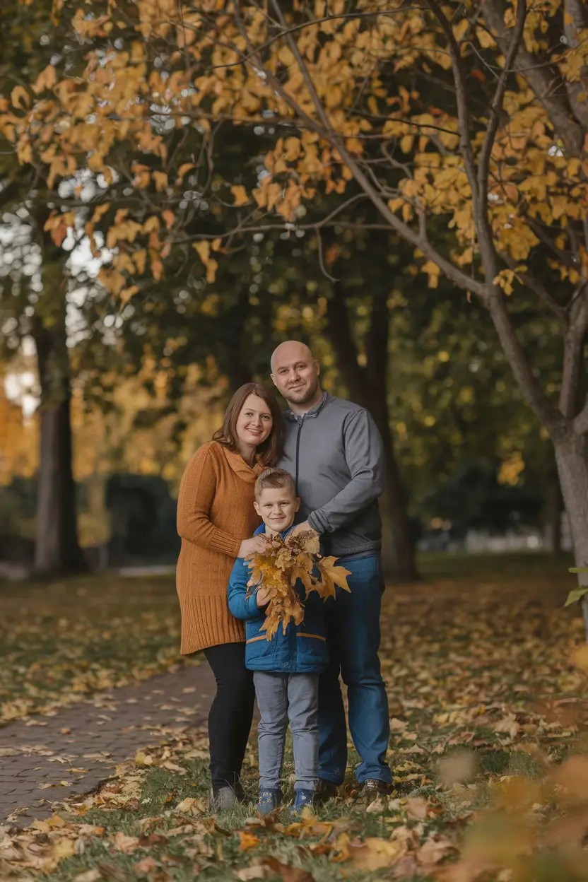 fall family pictures outfits Cozy Autumn Park Vibes in Burnt Orange and Denim