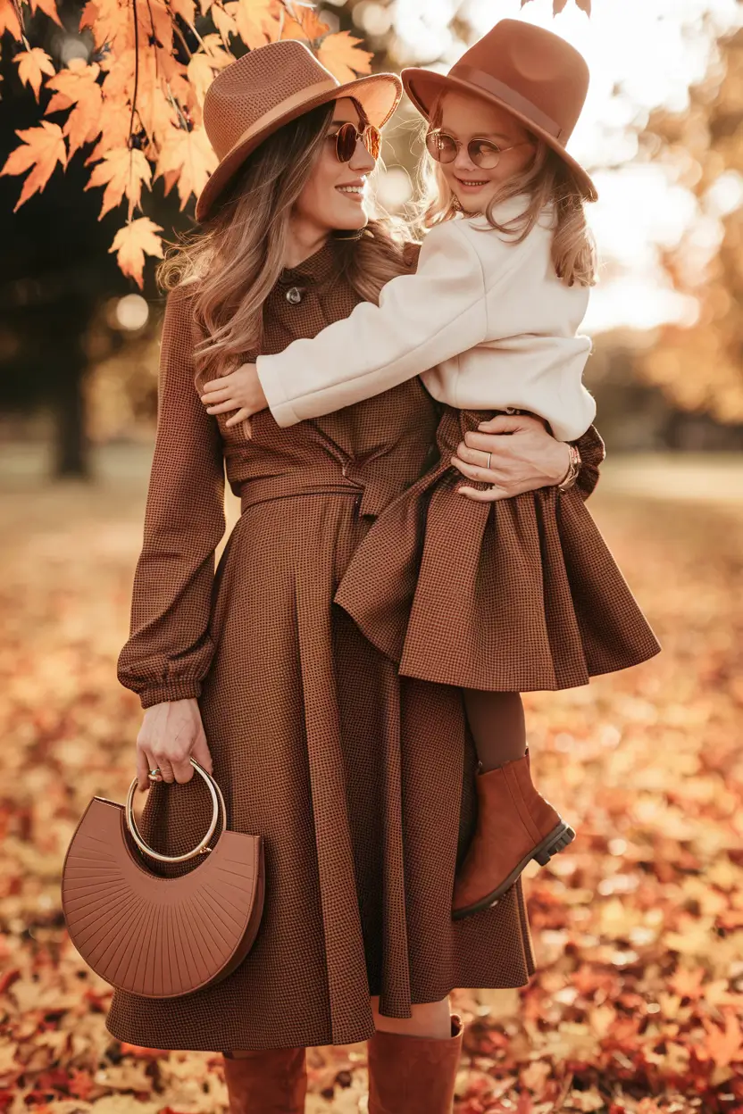 fall family pictures outfits Timeless in Brown Plaid and Cream
