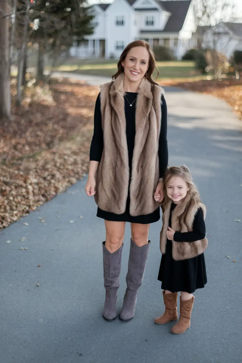 fall family pictures outfits Textured Neutrals in Faux Fur