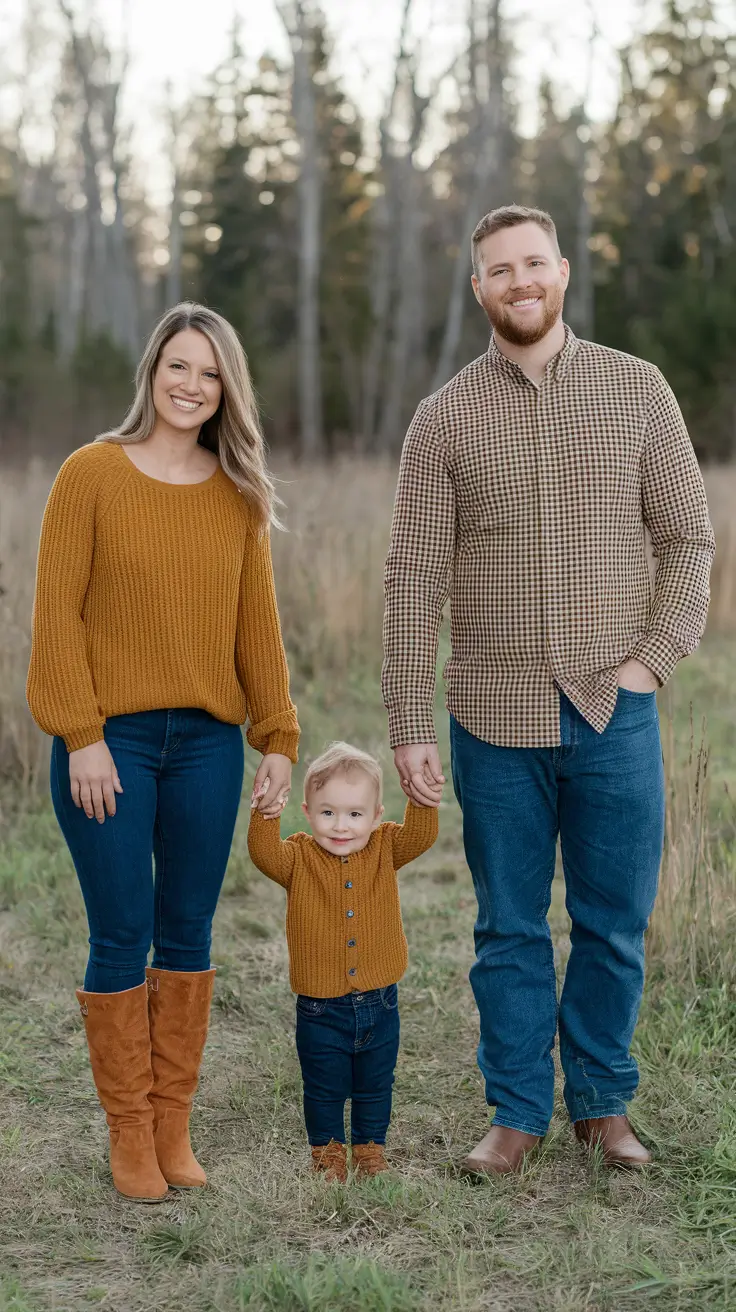 fall family pictures outfits casual Mustard Tones and Denim for Fall Perfection
