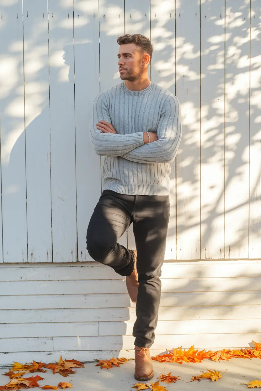 fall outfits for men Muted Knit with Modern Grounding