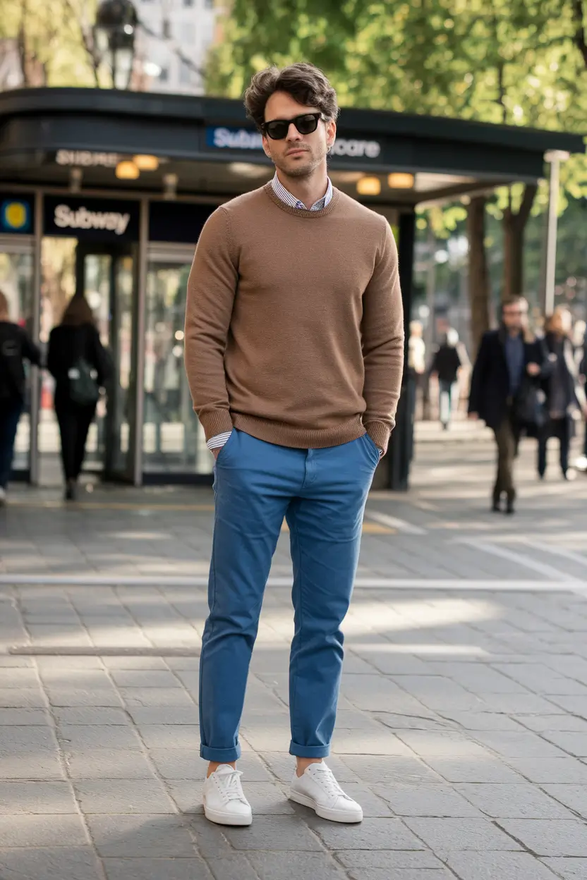 fall outfits for men casual classy Preppy Punch with Blue and Camel