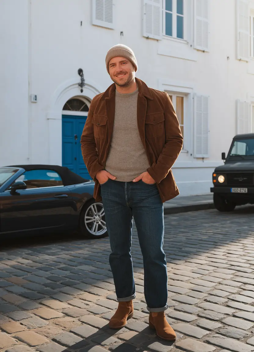 fall outfits for men Textured Layers and Timeless Boots