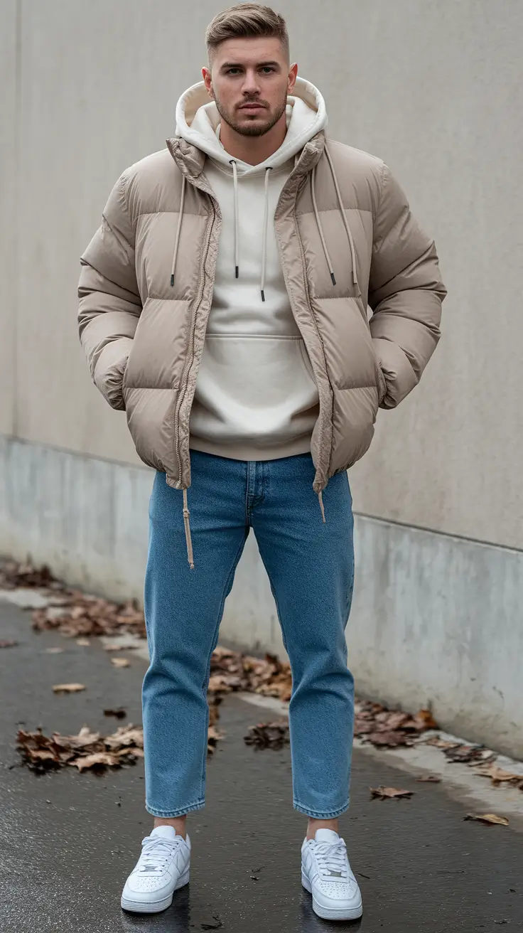 fall outfits for men casual comfy Layered Comfort with Streetwise Confidence