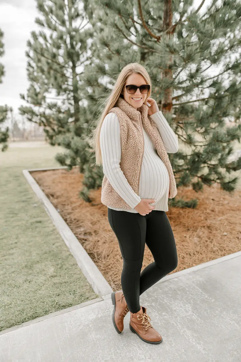 fall outfits for pregnant women – Layered Comfort with Outdoor Energy