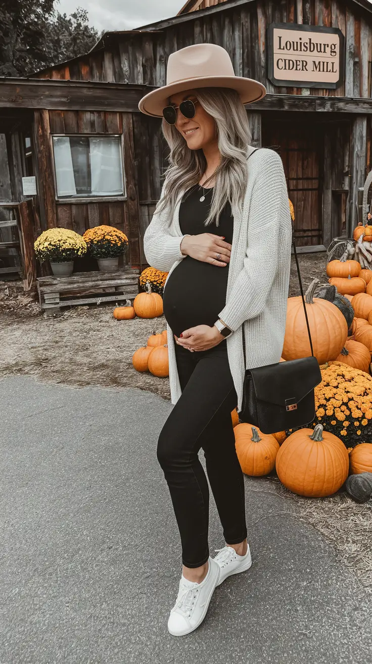 fall outfits for pregnant women – Pumpkin Patch-Ready Neutrals with a Western Spin