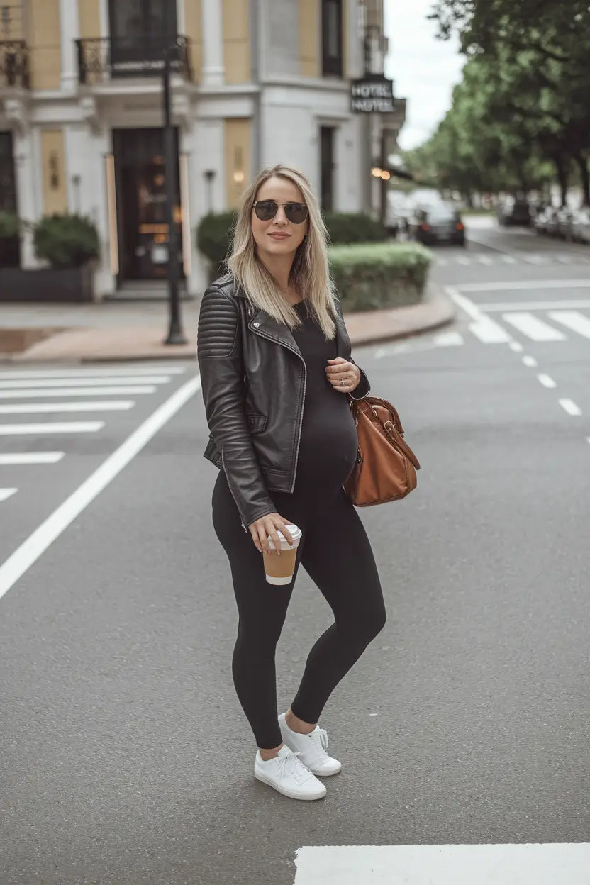 fall outfits for pregnant women – Effortless Edge with Urban Comfort