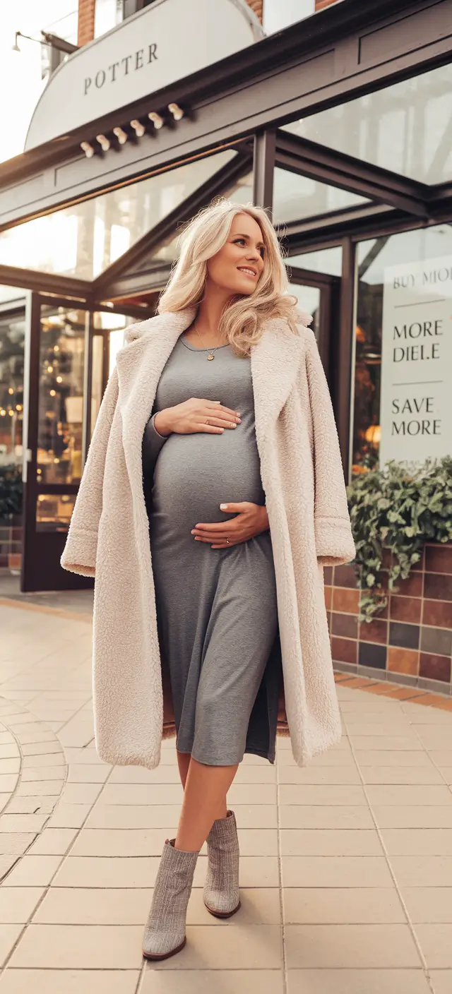 fall outfits for pregnant women – Soft Neutrals with a Cozy Twist