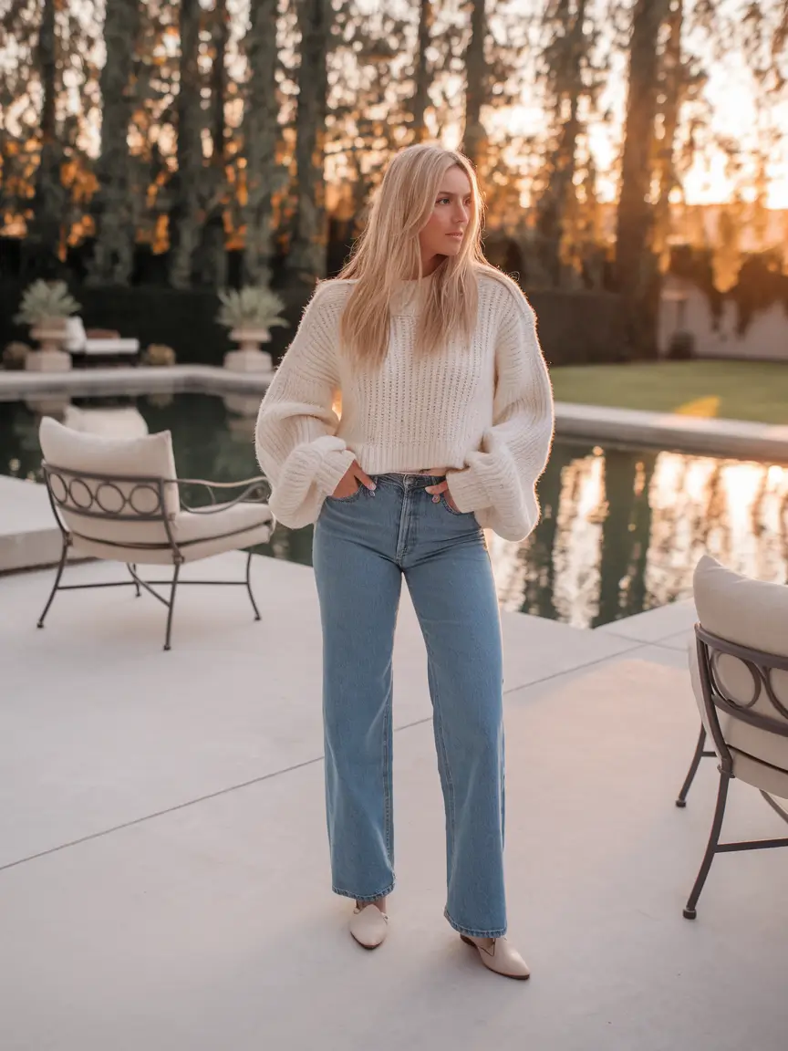 casual fall outfits for women Chunky Knit Energy at Sunset