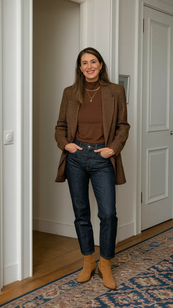 fall outfits for women over 40 Modern Classic in Deep Autumn Tones