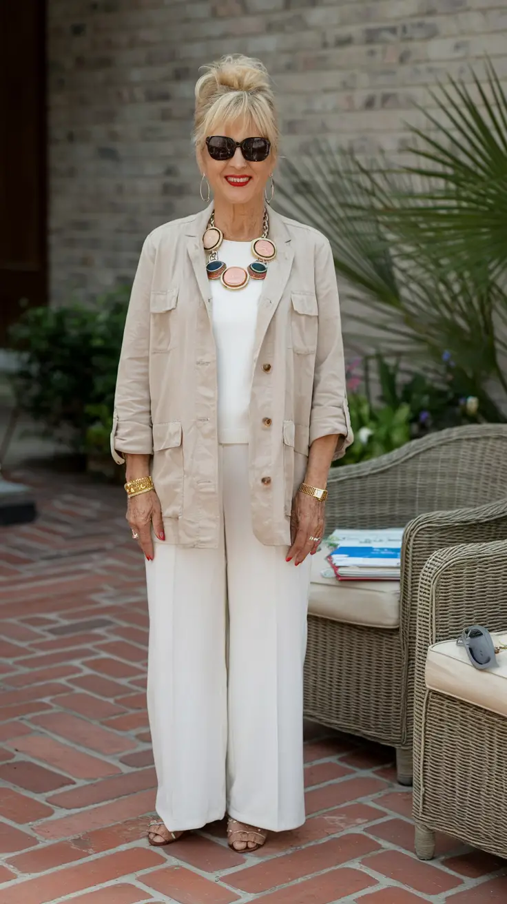 fall fashion outfits for women over 50 Artful Layers and Jewelry That Speaks
