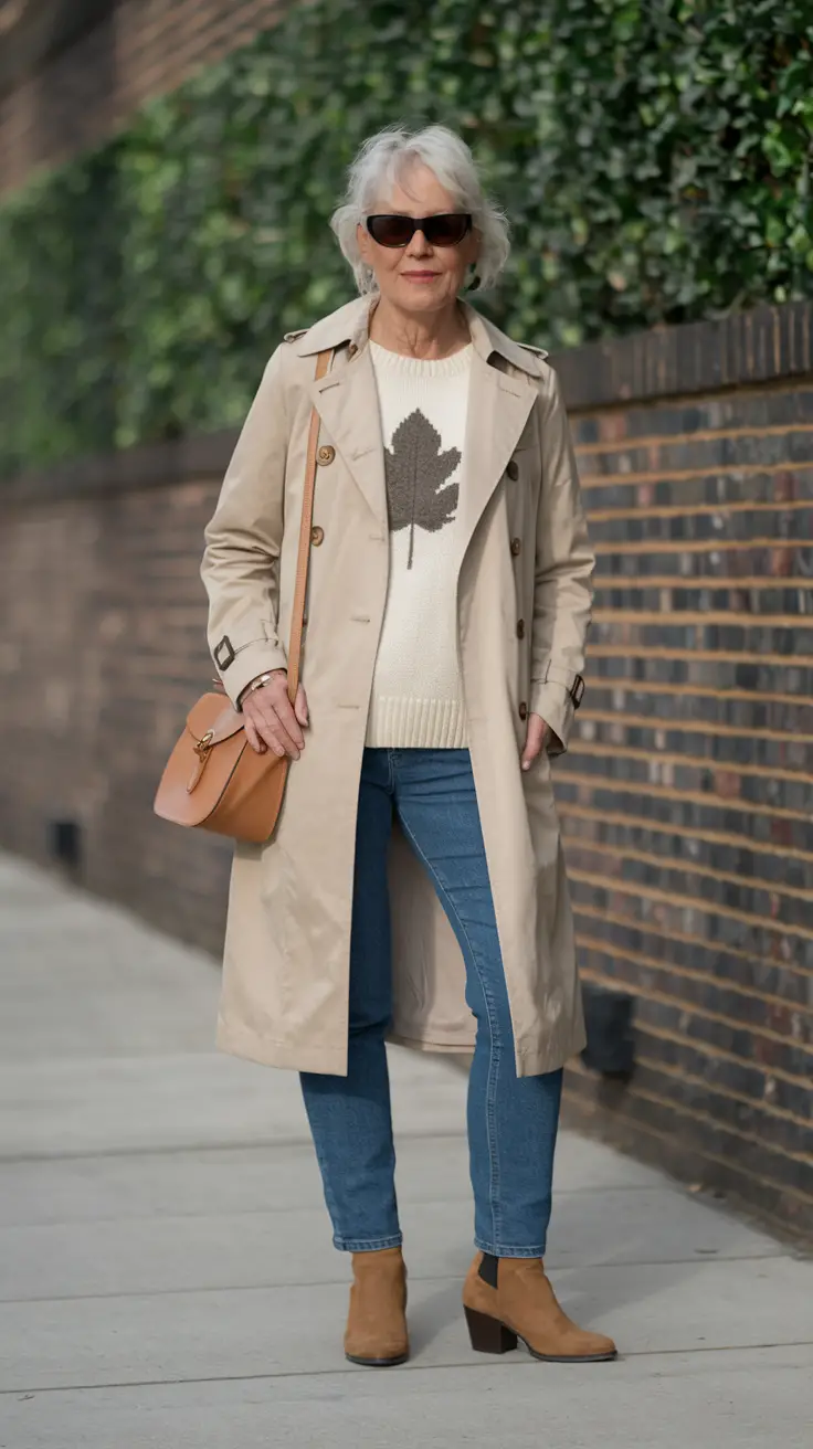 fall fashion outfits for women over 50 Trench Season Done Right