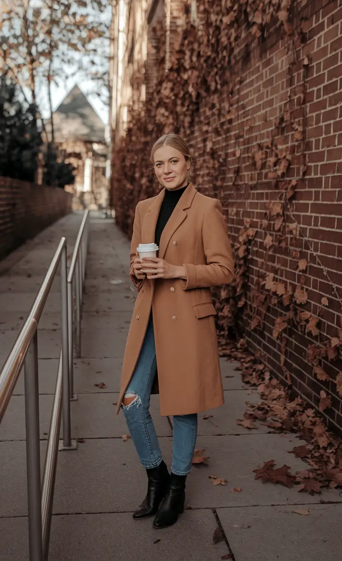 fall outfits ideas for 2025 Camel Coat Meets City Mood