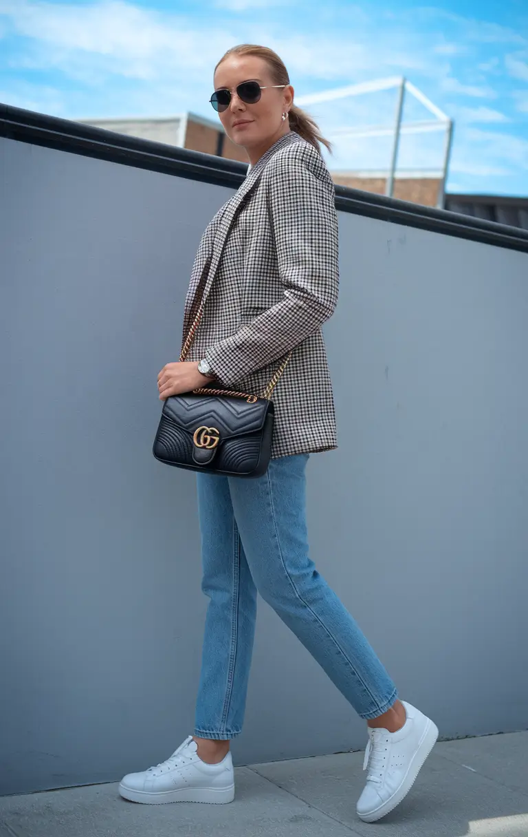 stylish fall outfits classy casual Blazer and Denim Done Right