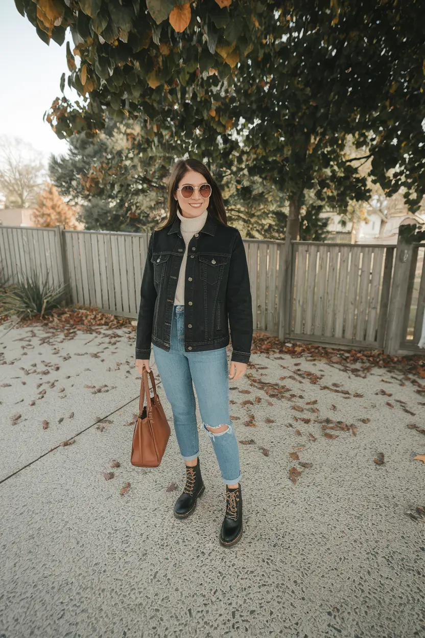 stylish fall outfits casual Utility Denim Meets Feminine Fall Layers