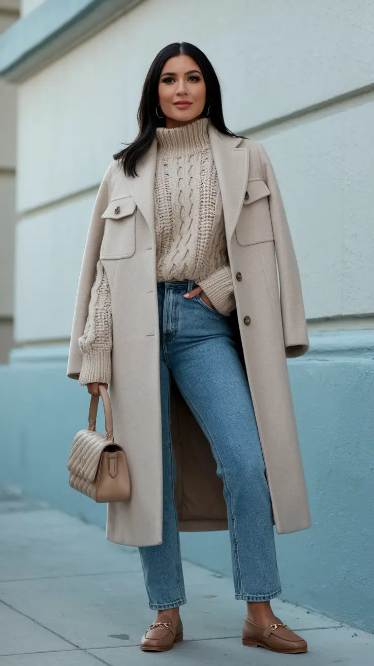 fall outfits latina women Cozy Sophistication in Knit and Denim
