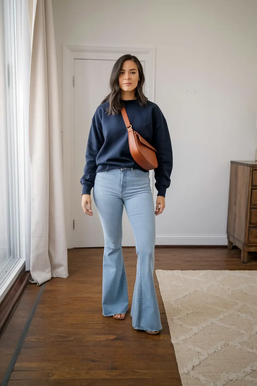 fall outfits with jeans Playfully Fitted with a Touch of Retro