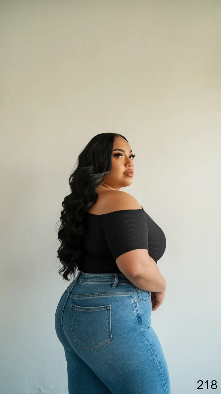 fall plus size capsule wardrobe Shoulder-Baring Elegance in Everyday Denim