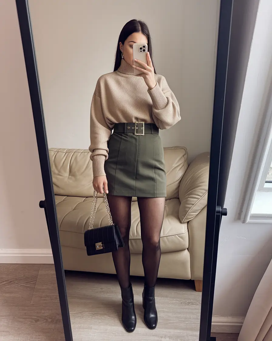 fall skirt outfits 2025 Structured Neutrals with a Sharp Edge