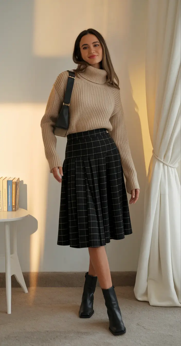 fall skirt outfits women Refined Monochrome with a Twist