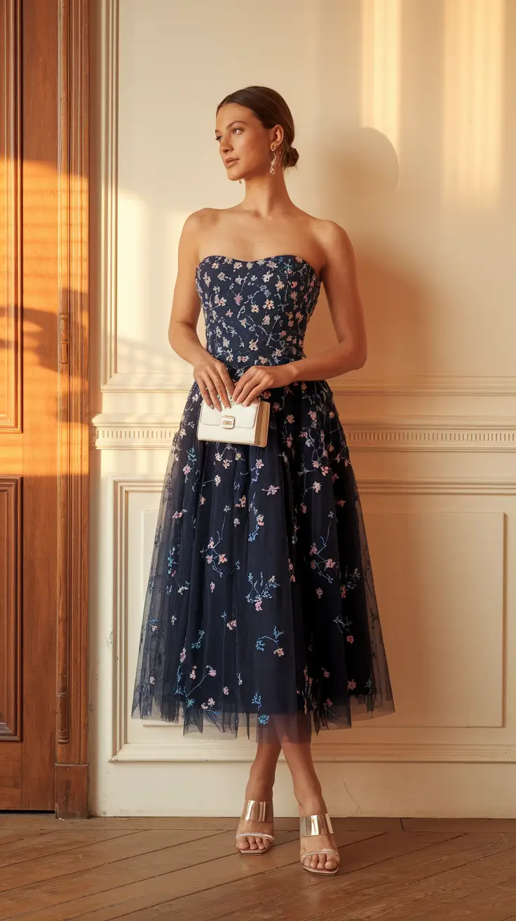 fall wedding guest dress october formal Dark Floral Fairytale