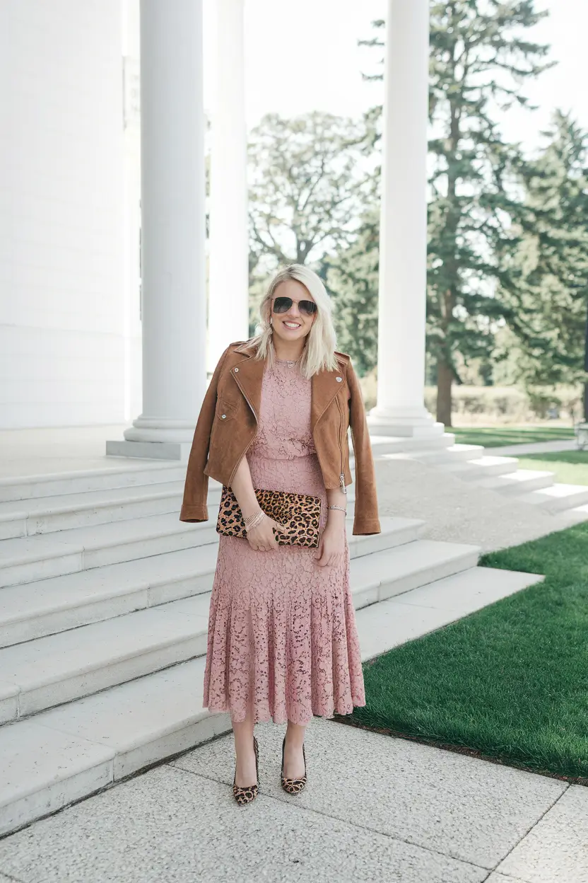 fall wedding guest dress october outdoor casual Sweet Meets Sass in Blush & Leopard