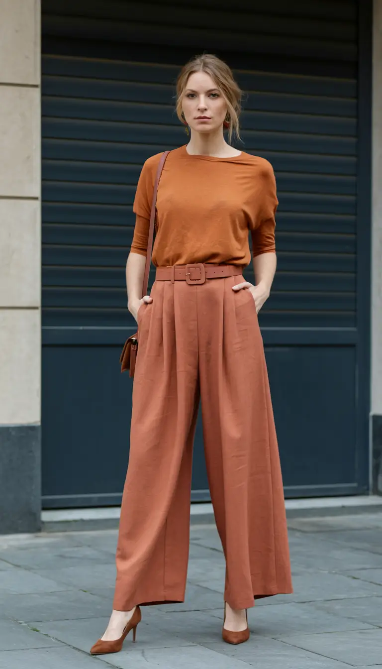 fall outfit inspo for women Layered Autumn Rust: A Bold Warm Palette