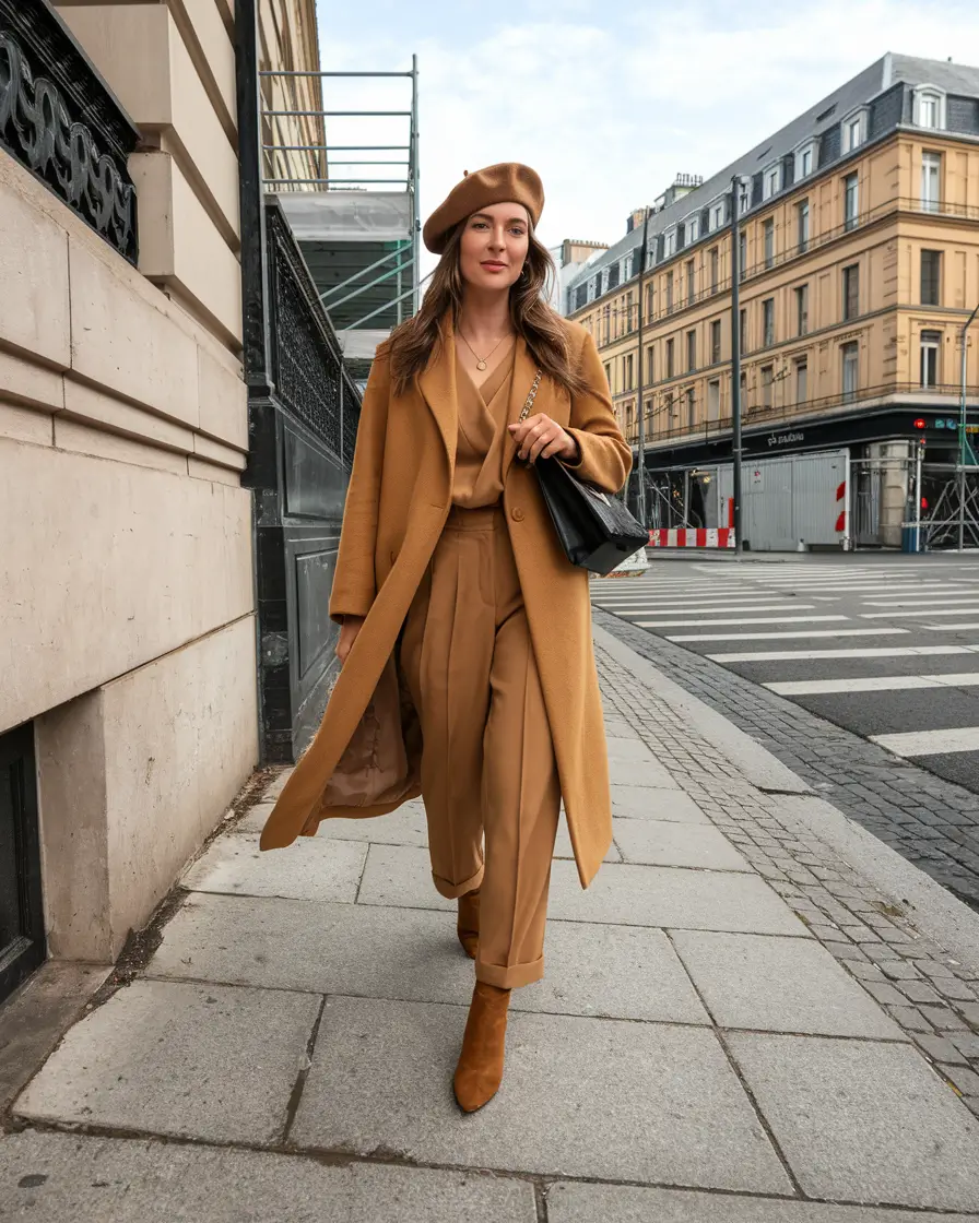 fall inspo outfits black women Golden Hour in Camel and Cognac