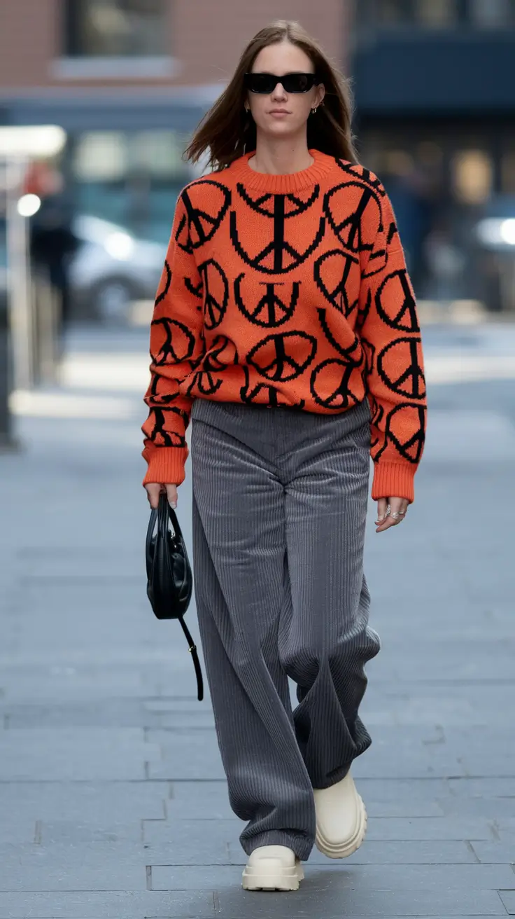 womens fall fashion Statement Sweater & Retro Texture