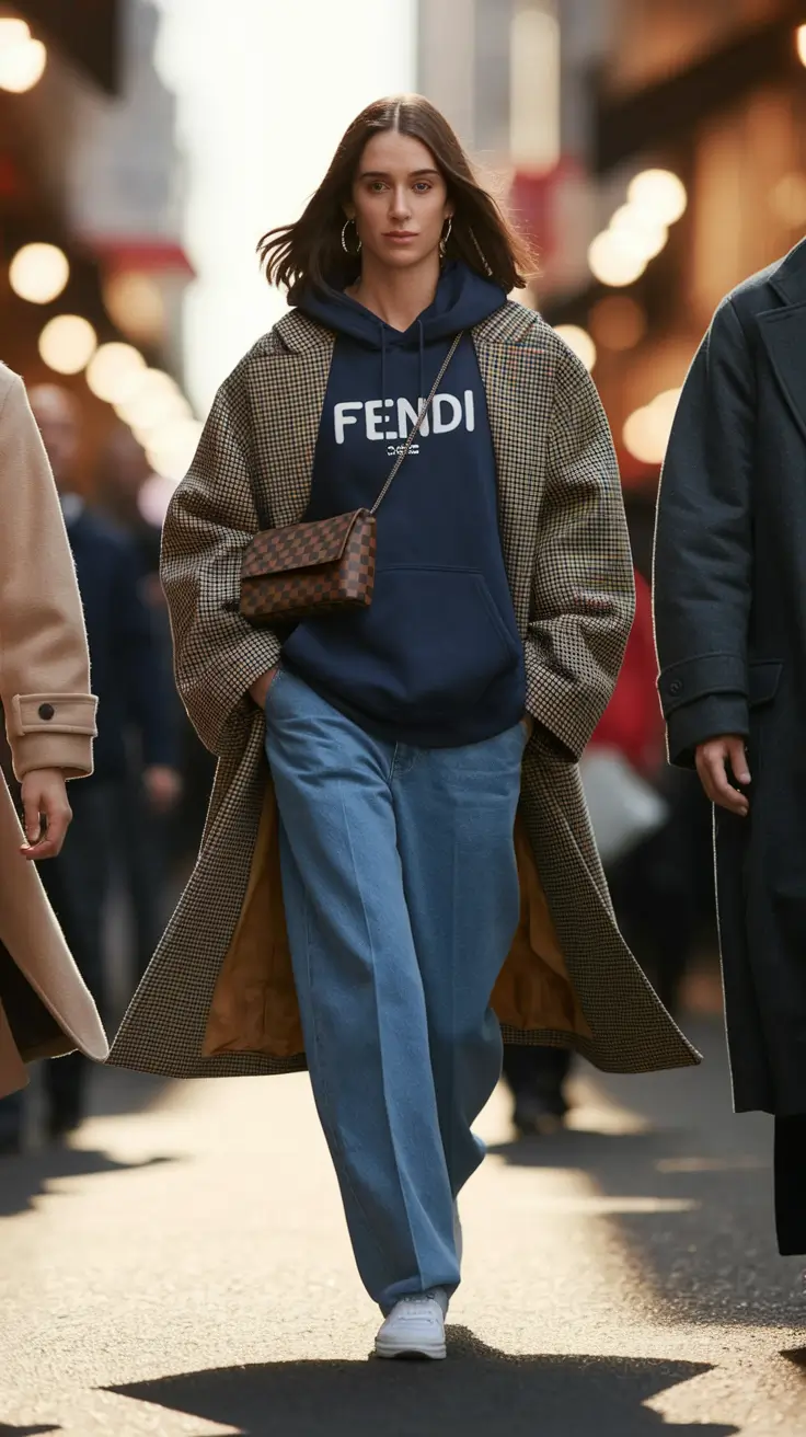 womens fall fashion Houndstooth Meets Streetwear Cool